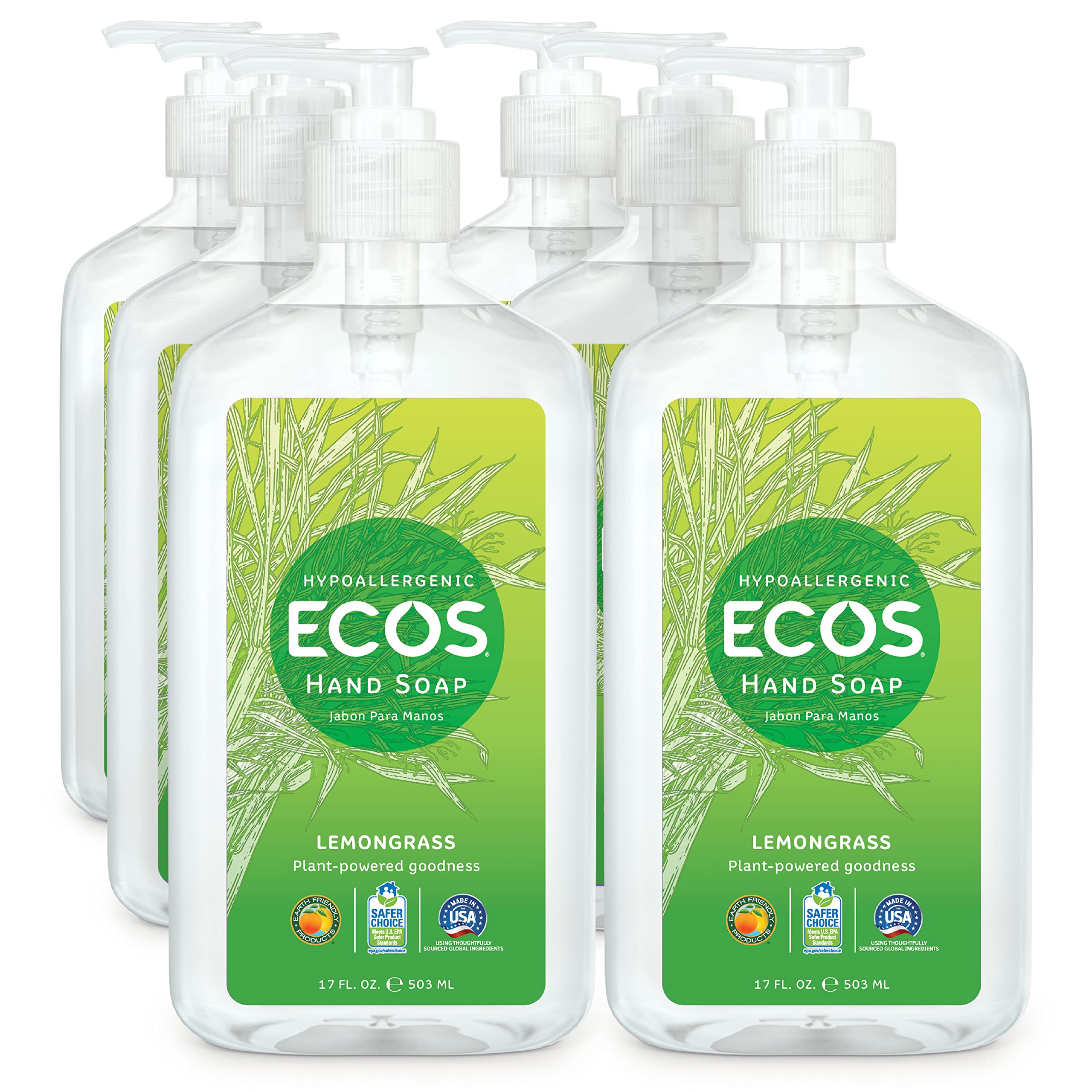 Amazon.com: ECOS Hand Soap, Hypoallergenic Lemongrass, 17oz Bottle